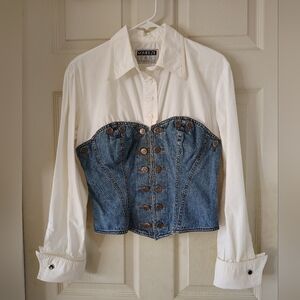 RARE VTG 80's Squeeze Denim Corset Top sz M-L Edgy - Sexy Very Good Clean Cond!